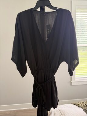 Lulu's Black Mini Wrap Romper